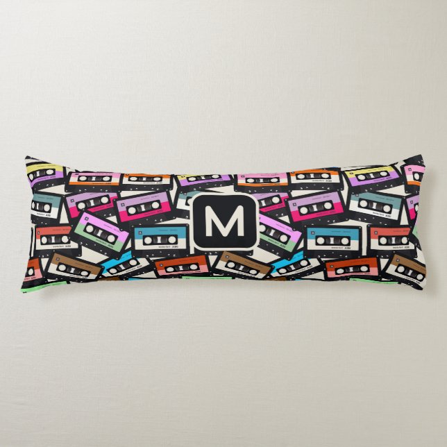 Custom Monogram Retro Casette Tapes Body Cushion (Front)