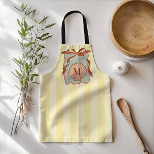 Custom Monogram Retro Coastal Seashell Apron