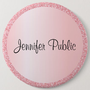 Custom Monogram Rose Gold Glitter Look Template 6 Cm Round Badge