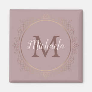 Custom Monogram Rose Gold Template Elegant Magnet