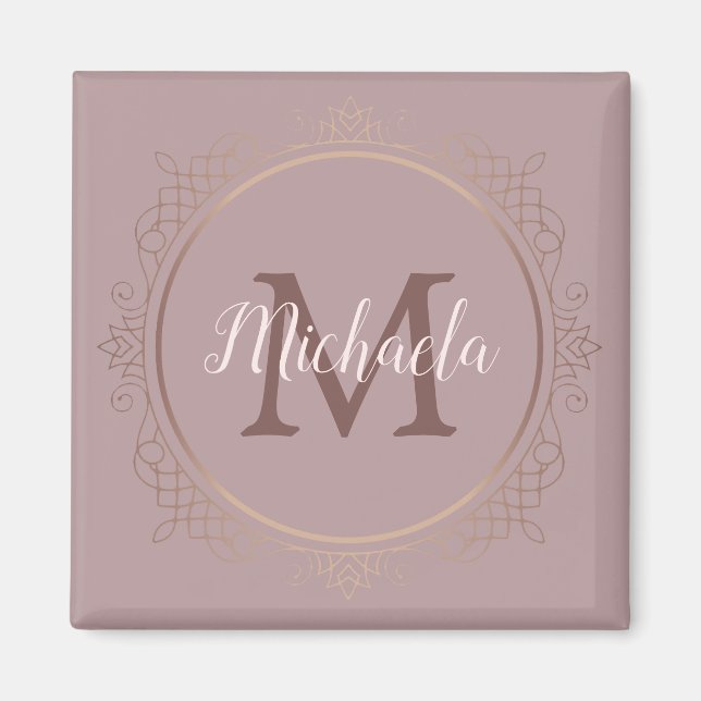 Custom Monogram Rose Gold Template Elegant Magnet (Front)