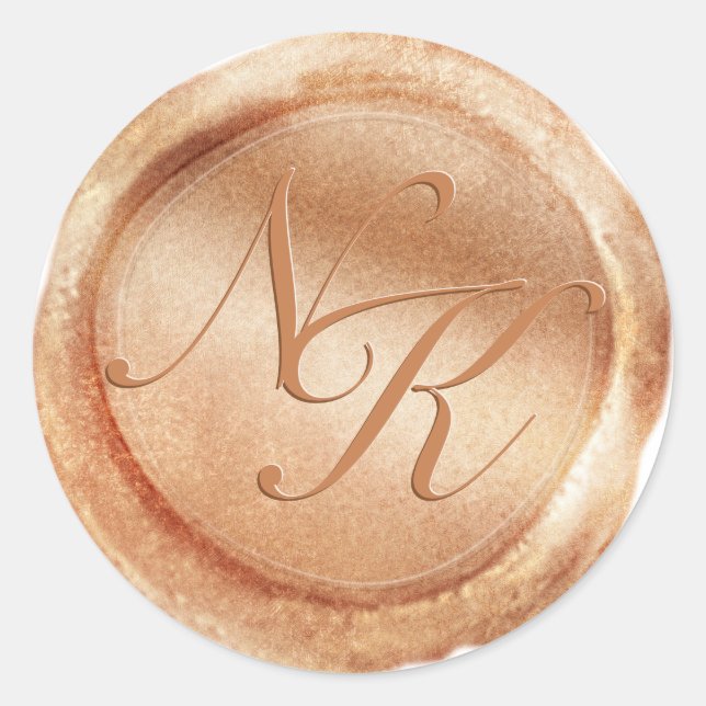 Custom Monogram Rose Gold Wax Seal Sticker (Front)