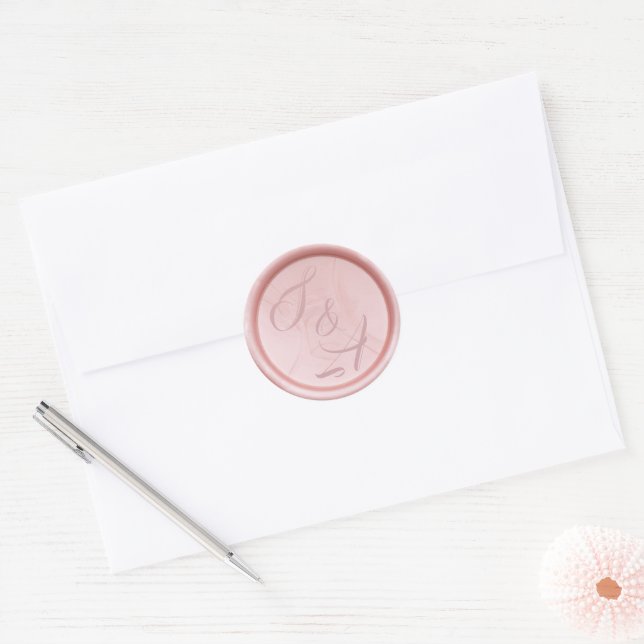 Custom monogram rose gold wax seal wedding sticker (Envelope)
