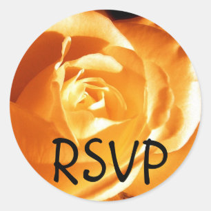 Custom Monogram RSVP Wedding Sticker Orange Rose