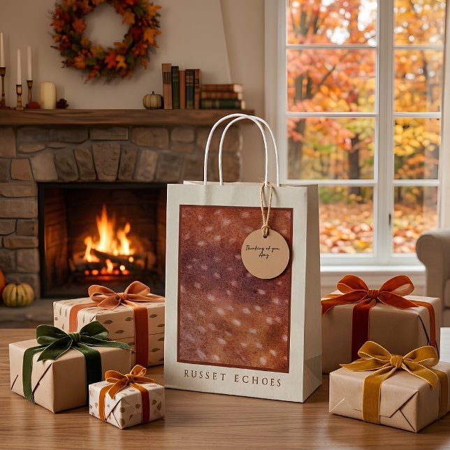 Custom Monogram Russet Fawn Print  Medium Gift Bag (Creator Uploaded)