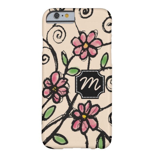 Custom Monogram Rustic Floral Pattern Case-Mate iPhone Case (Back)