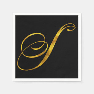 Custom Monogram S Faux Gold Foil Monograms Initial Napkin