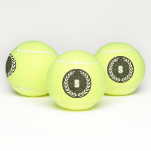 Custom Monogram "S" Initial Stylish Crown Leaf Tennis Balls