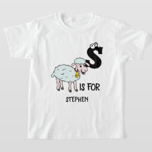 Custom monogram S is for cute sheep illustration T-Shirt