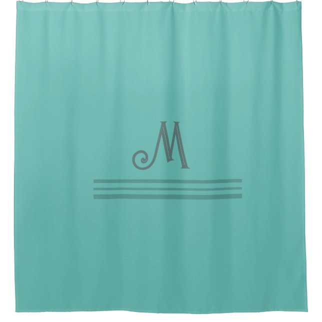 Custom Monogram Sage Green Shower Curtain (Front)