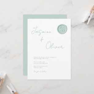 Custom monogram sage green wax seal summer wedding invitation