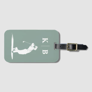 Custom Monogram Sage Green White Personalized Golf Luggage Tag