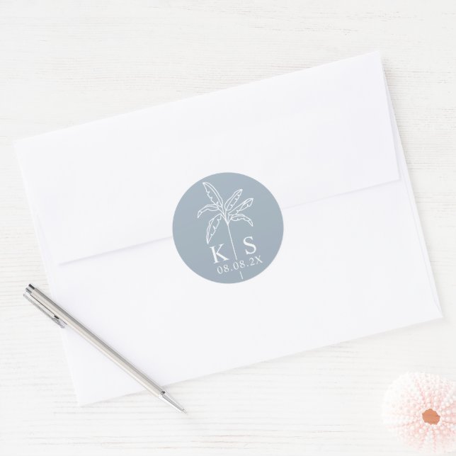 Custom Monogram Save the Date Logo Classic Round   Classic Round Sticker (Envelope)