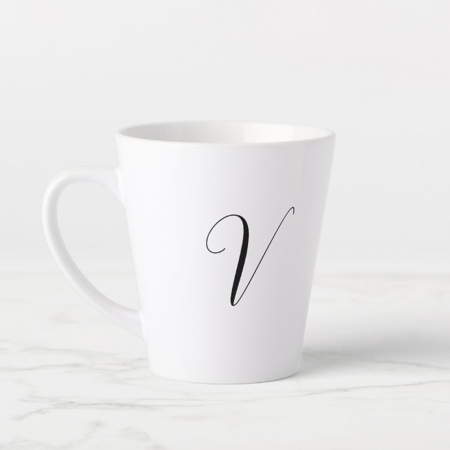 Custom monogram script initial latte mug (Left)