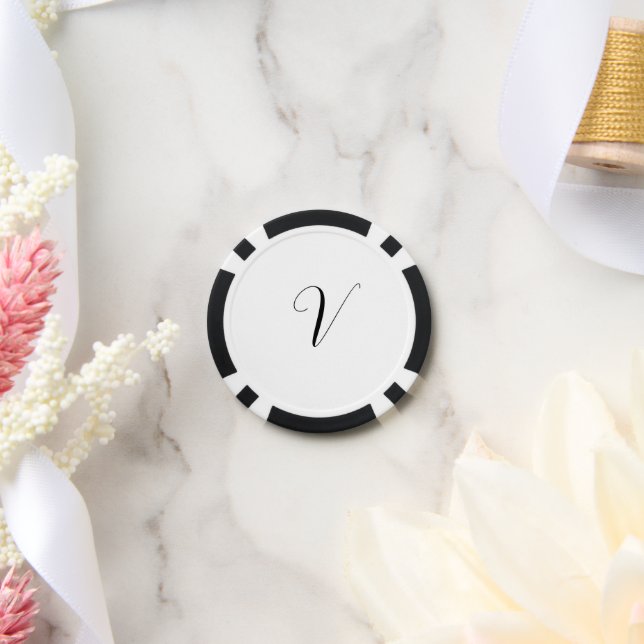 Custom monogram script initial poker chips (Wedding)