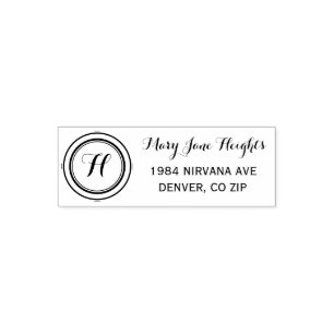 Custom Monogram   Script Typography Return Address Self-inking Stamp