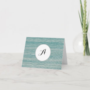 Custom Monogram Sea Grass Pattern Thank You Card