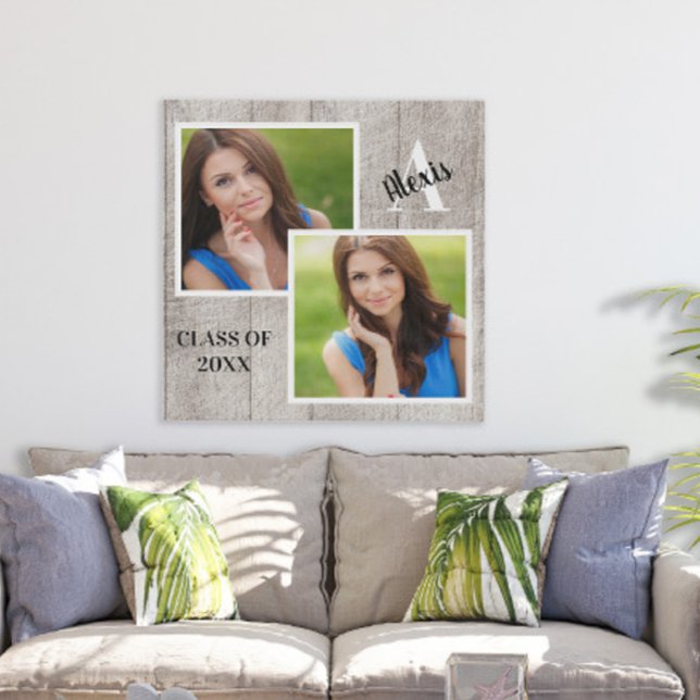 Custom Monogram Senior Portrait Rustic Collage Poster (Creator Uploaded)