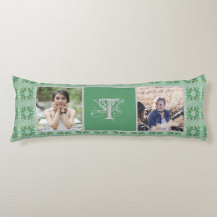 Custom Monogram Shabby Chic Shamrocks 2 Photos Body Cushion