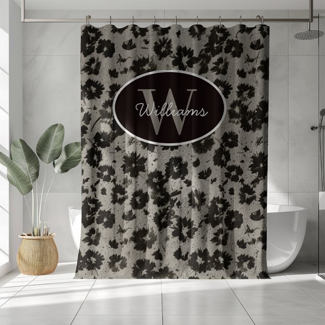 Custom Monogram Shower Curtain Modern Floral Bath  (Creator Uploaded)
