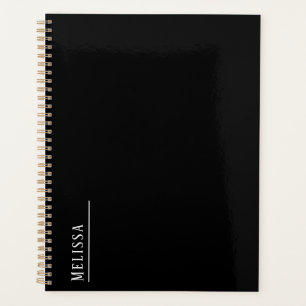 Custom monogram, simple black personalised planner