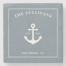 Custom Monogram Slate Blue Luxury Coastal