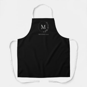 Custom monogram soft Floral wreath Apron