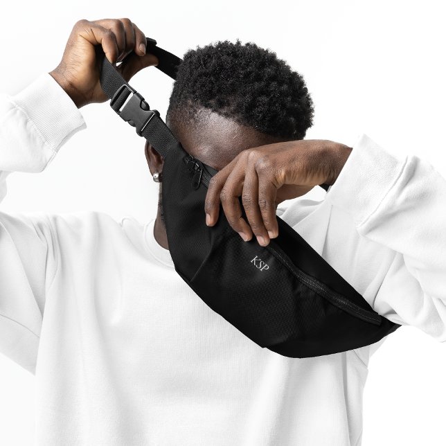 Custom Monogram Solid Black Bum Bags (Custom Monogram Solid Black Fanny Pack
)