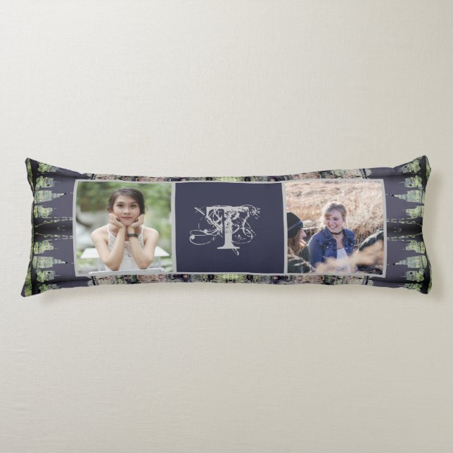 Custom Monogram Steampunk 2 Photos Body Cushion (Front)
