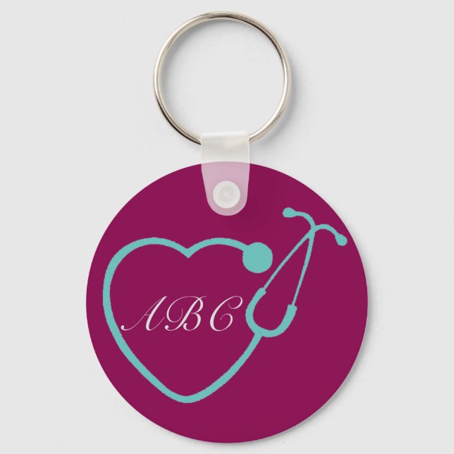 Custom Monogram Stethoscope Key Chain (Front)