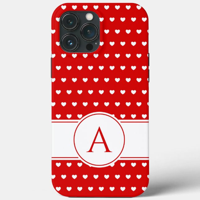 Custom Monogram Striking Red And White iPhone Case (Back)
