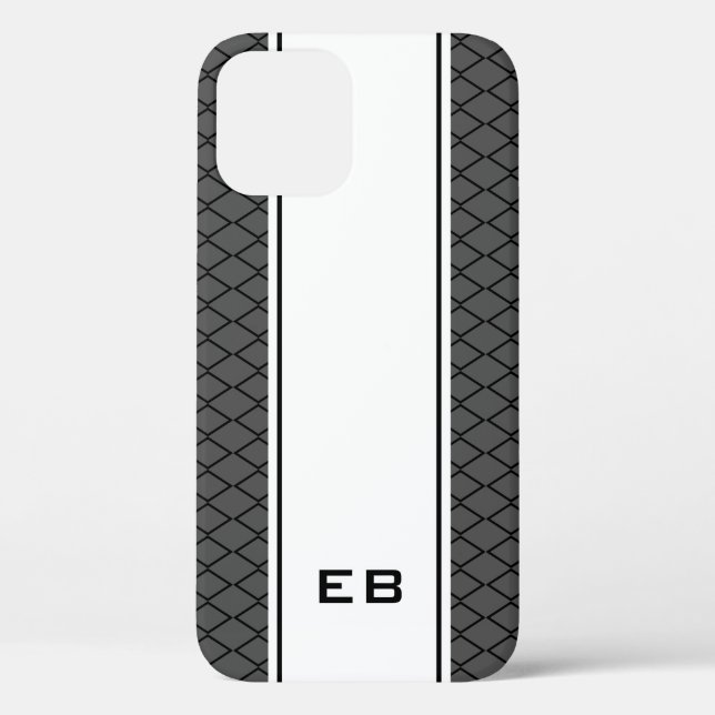 Custom monogram striped iPhone 12 case for men (Back)