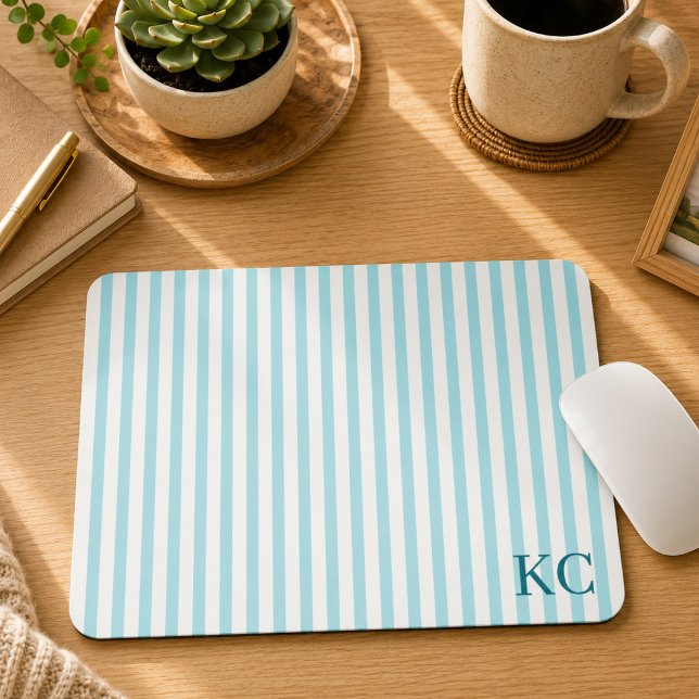 Custom Monogram Striped Workspace Personalised Mouse Mat (Creator Uploaded)