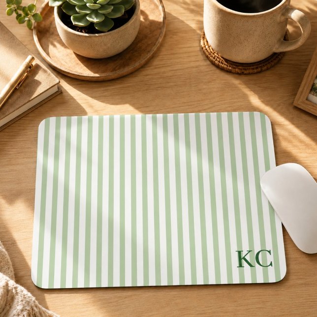 Custom Monogram Striped Workspace Personalised Mouse Mat (Creator Uploaded)
