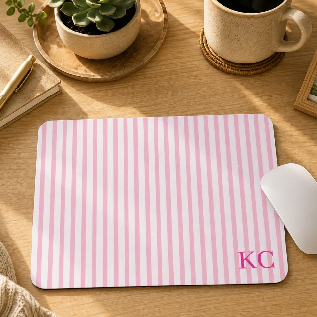 Custom Monogram Striped Workspace Personalised Mouse Mat (Creator Uploaded)