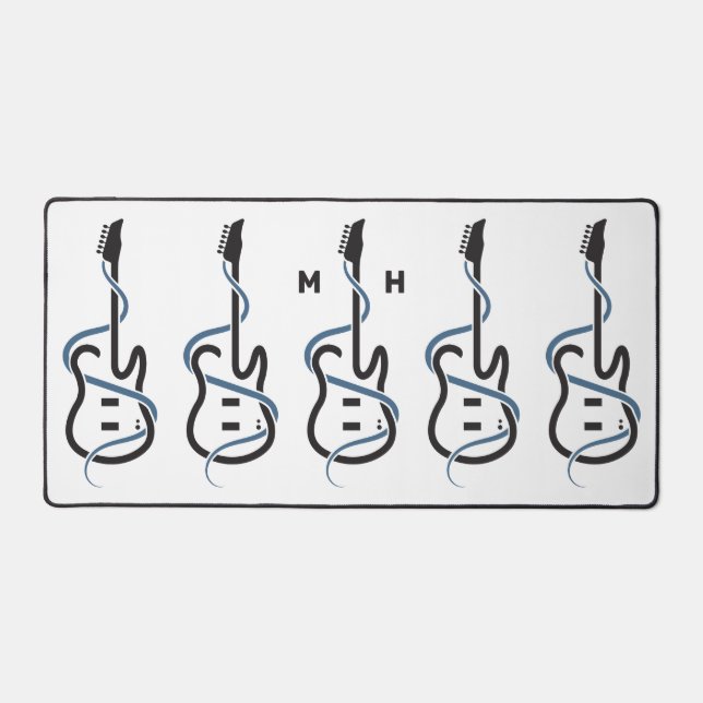 Custom Monogram Stylised Guitar Desk Mat (Front)