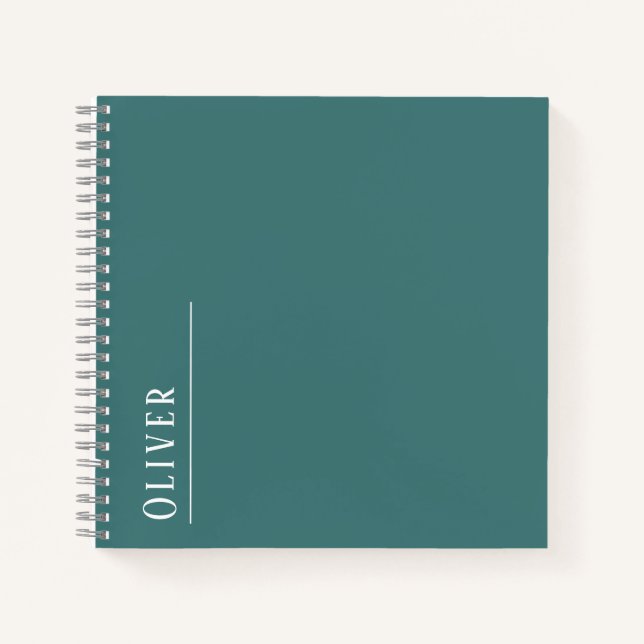 Custom monogram, teal blue green  notebook (Front)