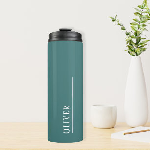 Custom monogram, teal green blue  thermal tumbler