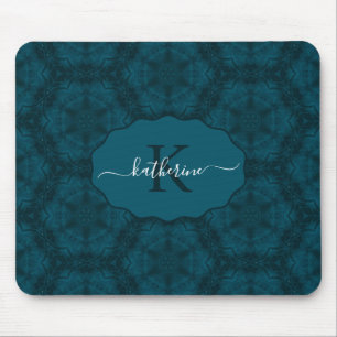 Custom Monogram Teal Navy Blue  Mouse Mat