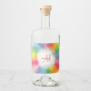 Custom Monogram Template Abstract Colourful Modern Liquor Bottle Label