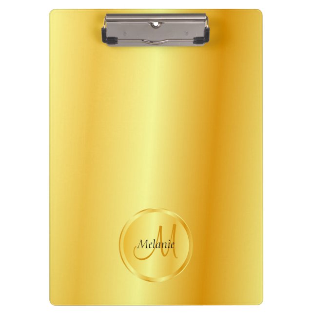 Custom Monogram Template Gold Look Elegant Clipboard (Front)