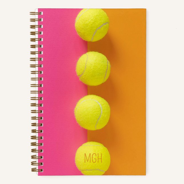 Custom Monogram Tennis Balls Notebook (Front)