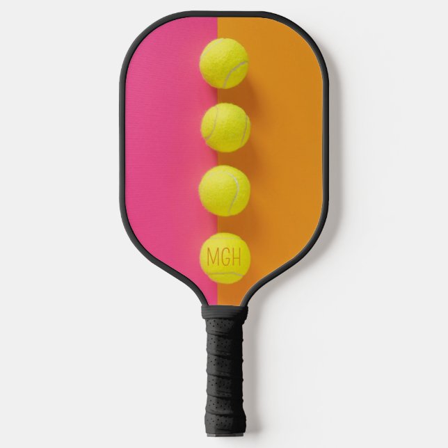 Custom Monogram Tennis Balls Pickleball Paddle (Front)