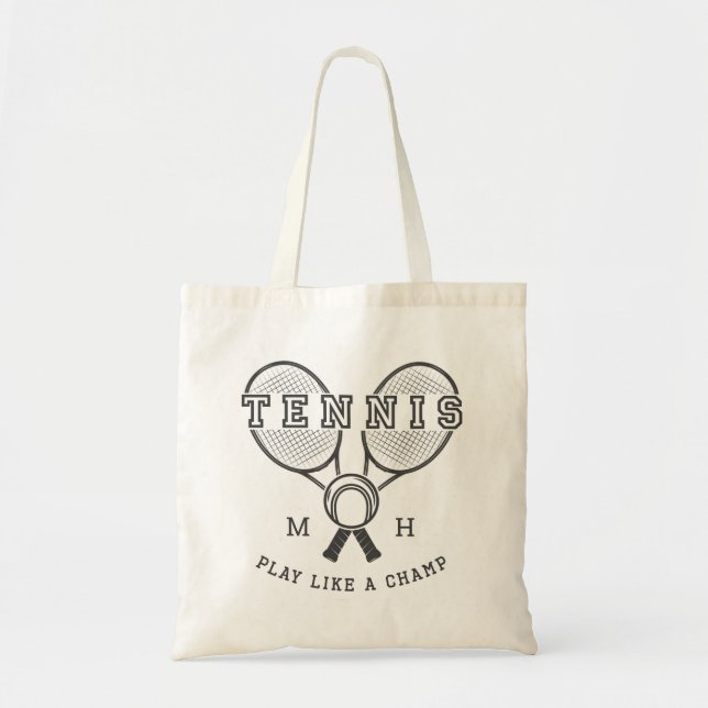 Custom monogram TENNIS tote bags (Front)