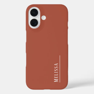 Custom monogram, terracotta colour iPhone 16 case