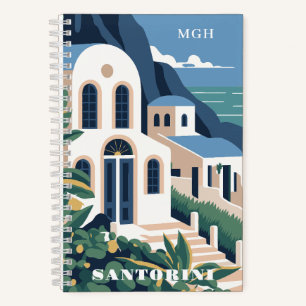 Custom Monogram & Text Santorini Greece Notebook