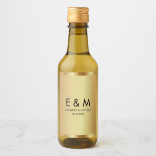 Custom Monogram Text Save the Date Elegant Gold Wine Label
