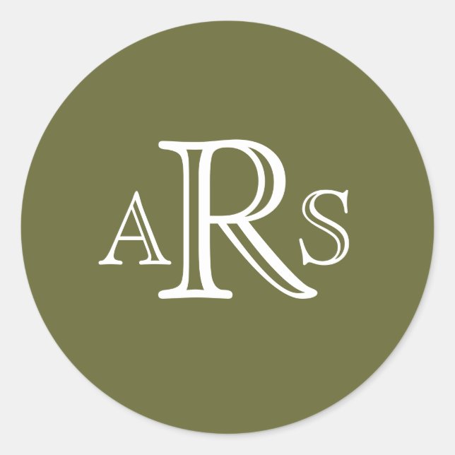 Custom Monogram Three Letter Olive Wedding Seal (Front)
