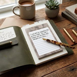 Custom Monogram "Today Was Enough" Wood Textured Post-it Notes