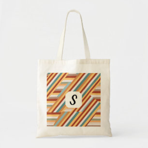 Custom Monogram Tote Bag Modern Retro 70s